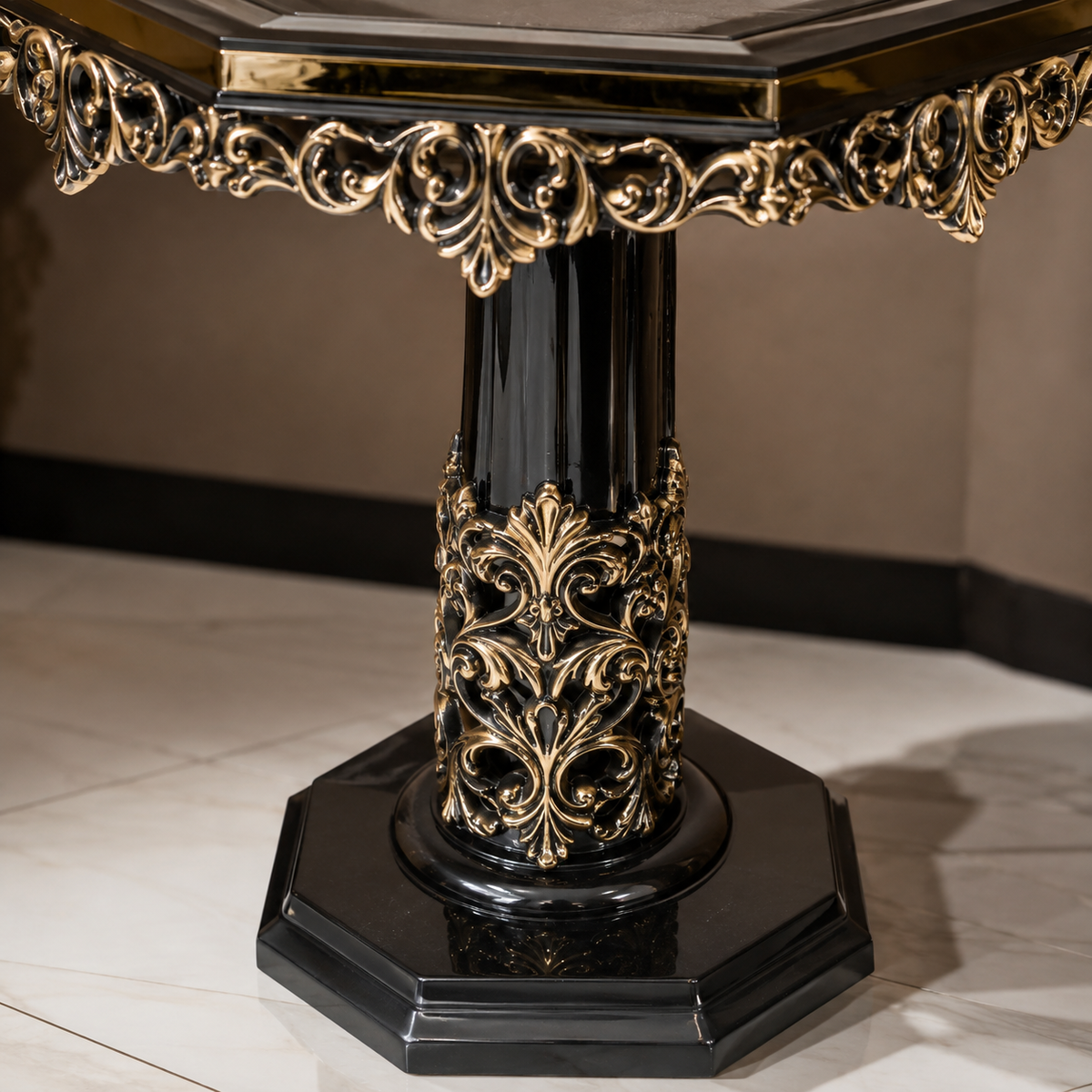 ALAIAS Royal Black & Gold Octagonal Side Table
