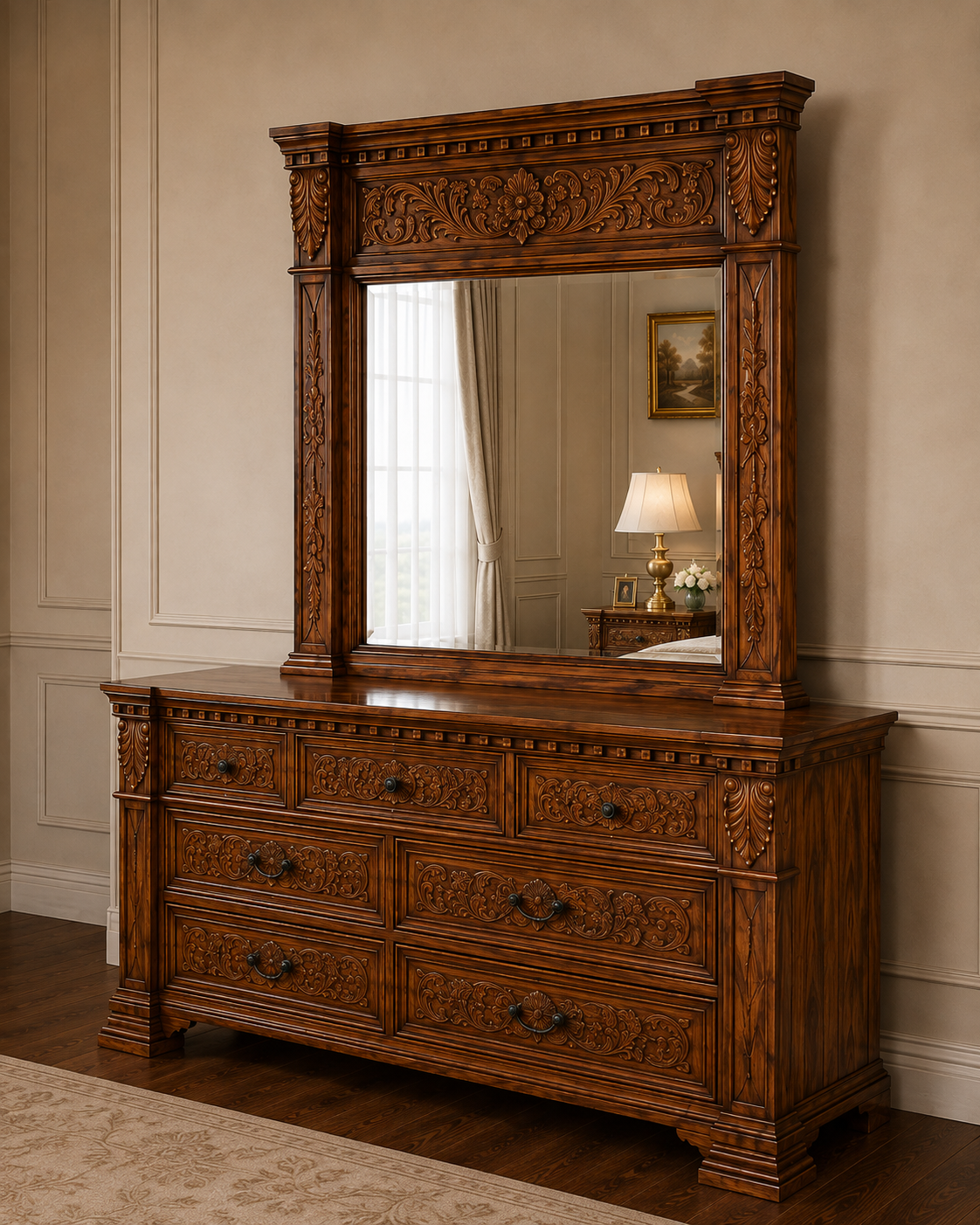 ALAIA’S Royal Carved Sheesham Bedroom Set