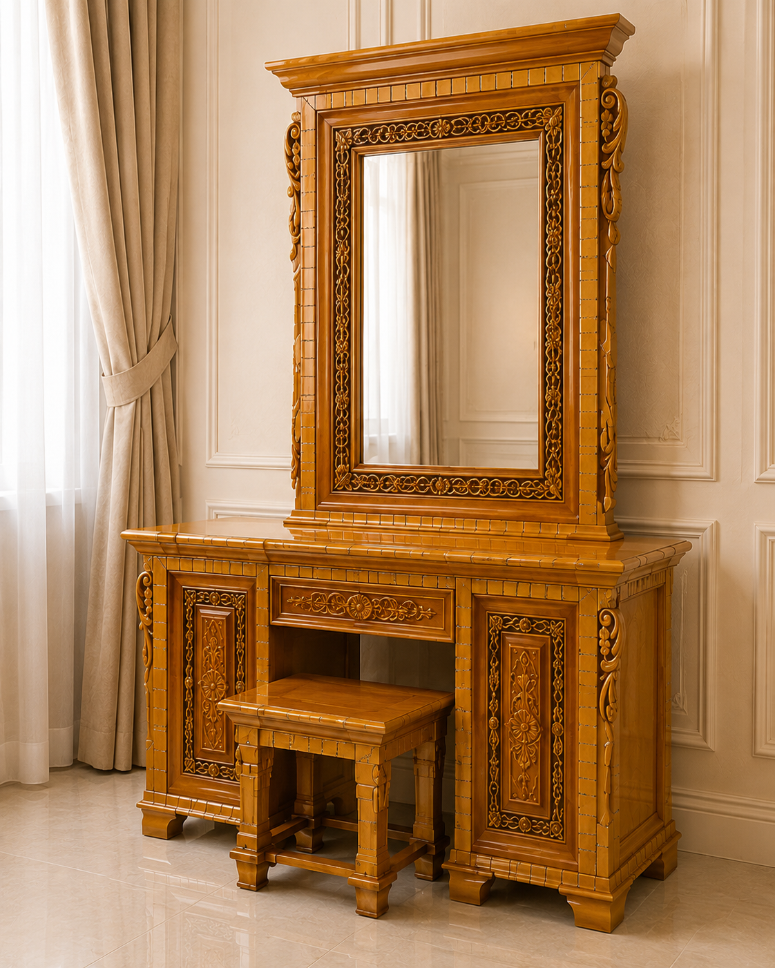ALAIAS Royal Heritage Handcrafted 7-Piece Bedroom Set