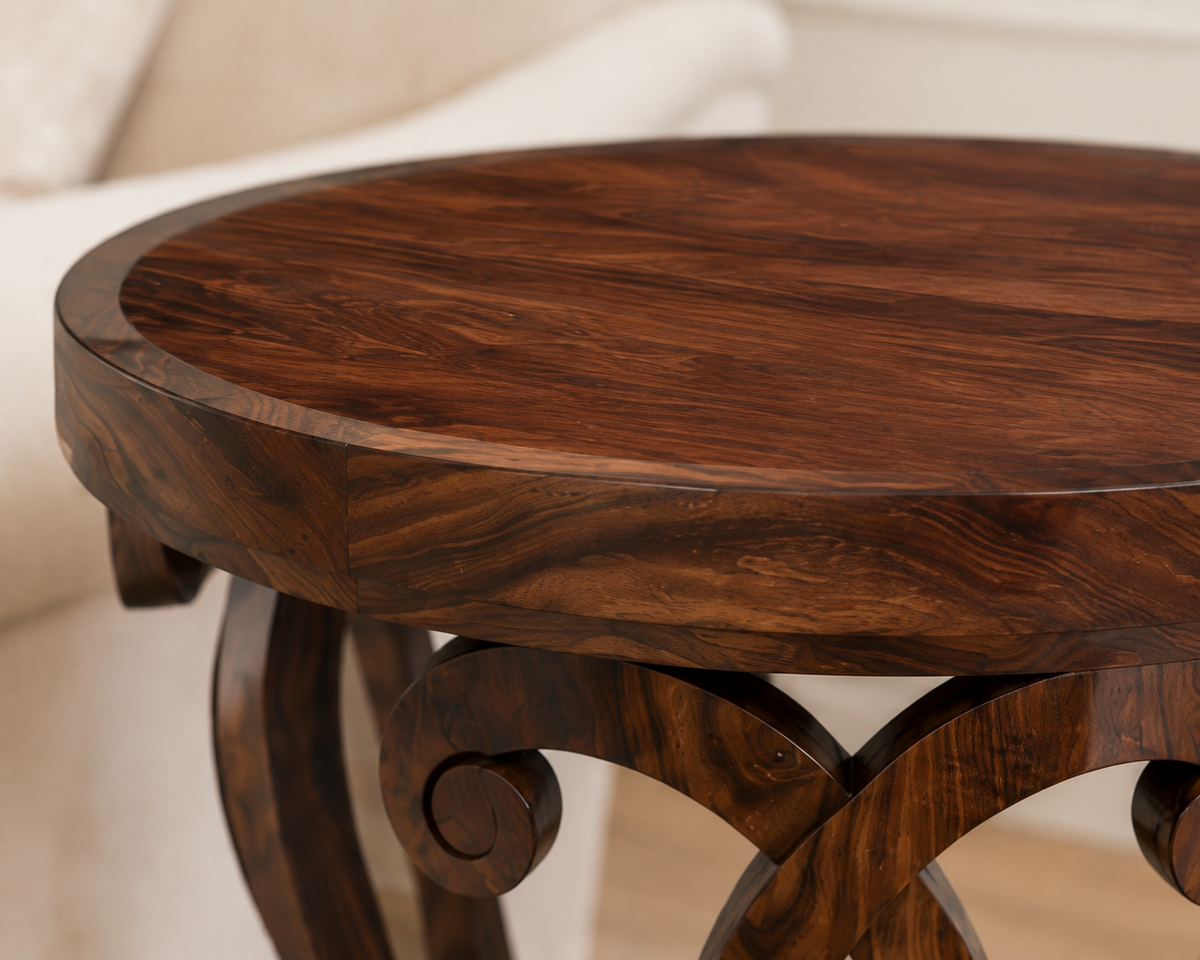 Handcrafted Walnut Round Side Table