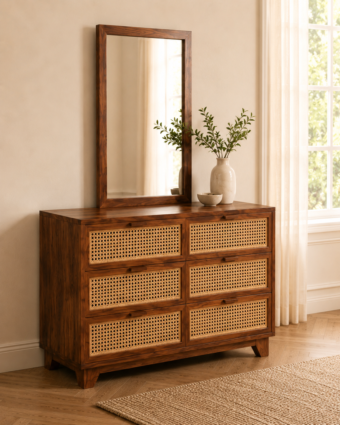 ALAIA’S Sheesham Wood &amp; Cane Bedroom Collection