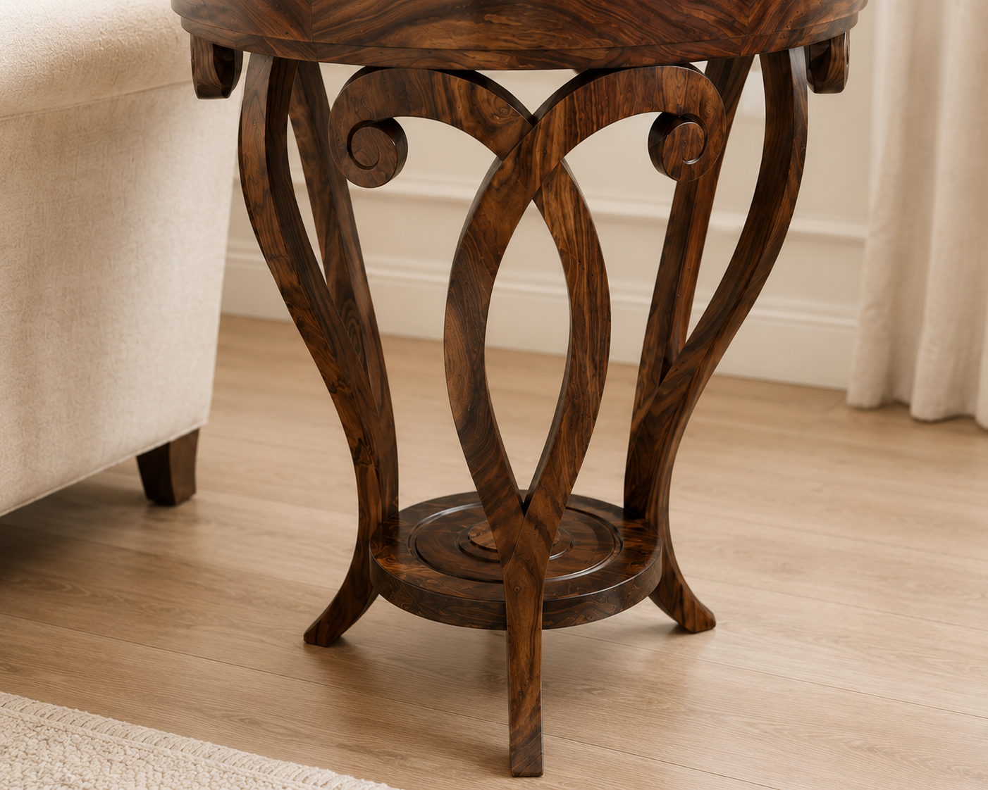 Handcrafted Walnut Round Side Table