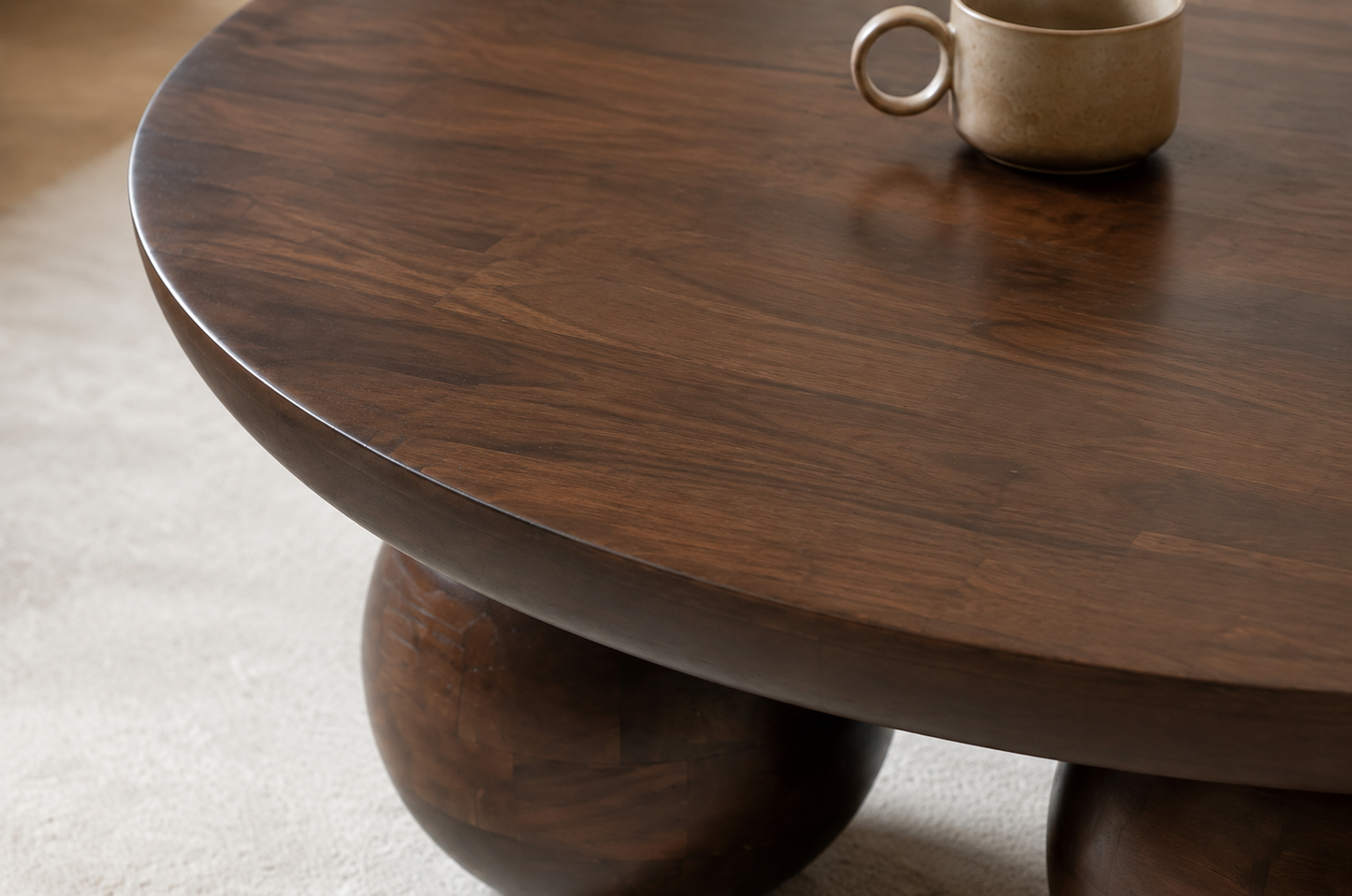 Luxury Round Walnut Coffee Table