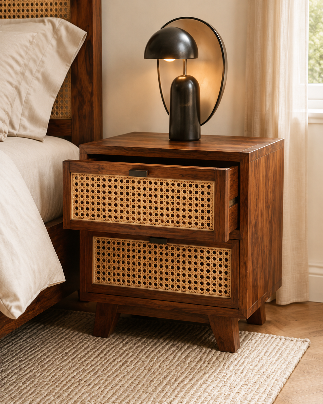 ALAIA’S Sheesham Wood &amp; Cane Bedroom Collection
