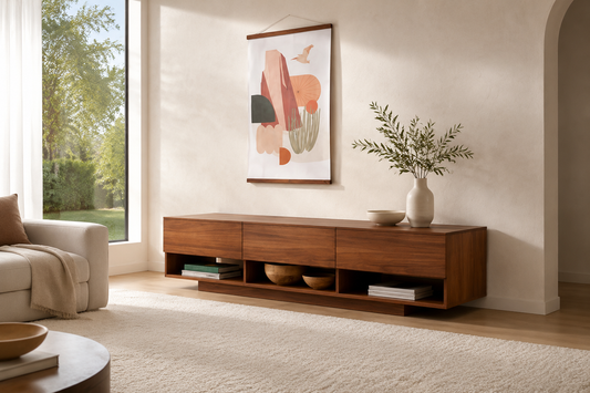 Modern Walnut Wooden Media Console