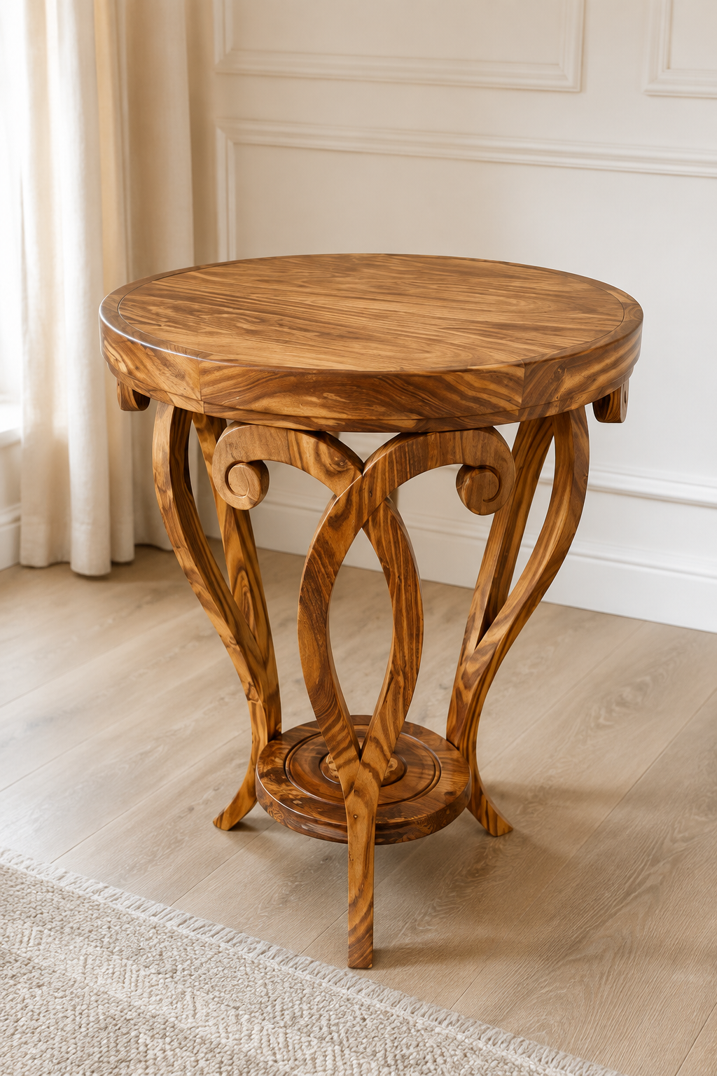 Handcrafted Walnut Round Side Table