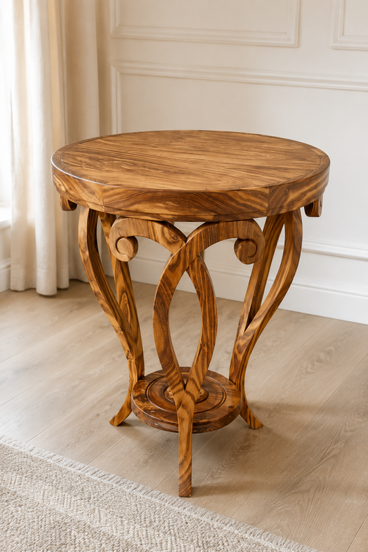 Handcrafted Walnut Round Side Table