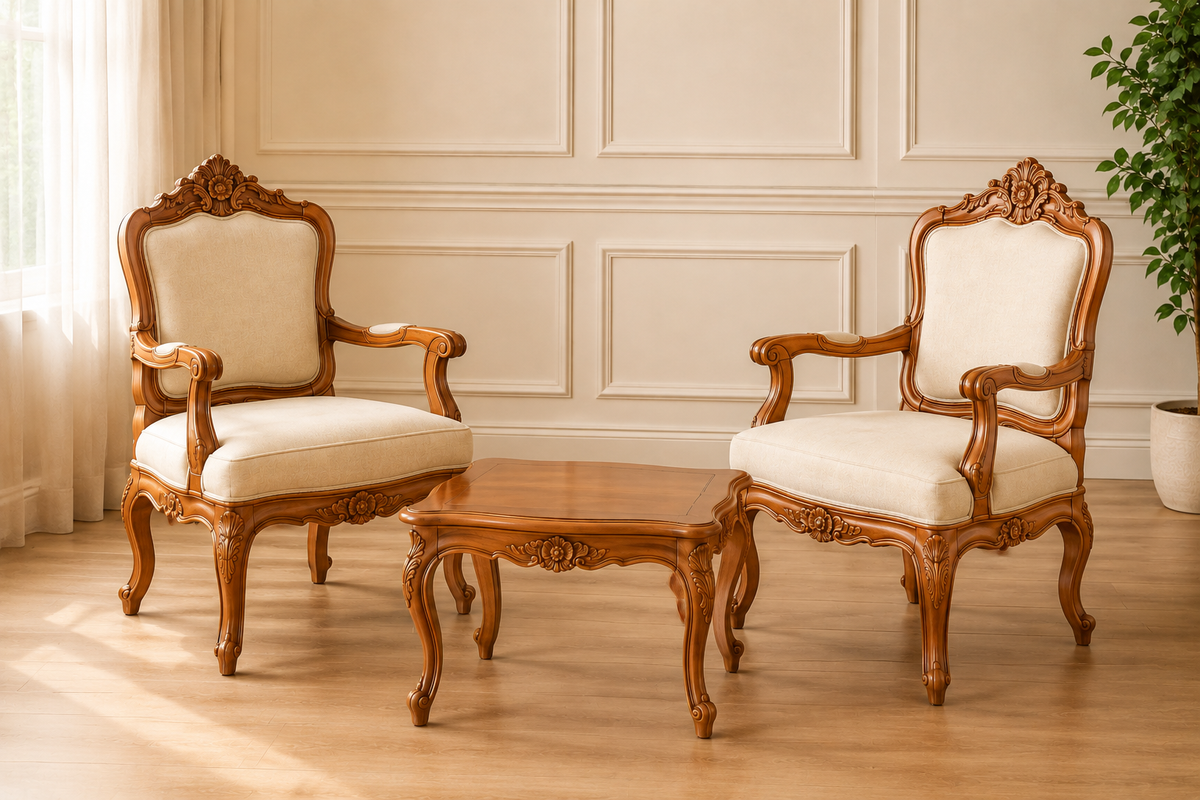 Classic Hand-Carved Wooden Center Set