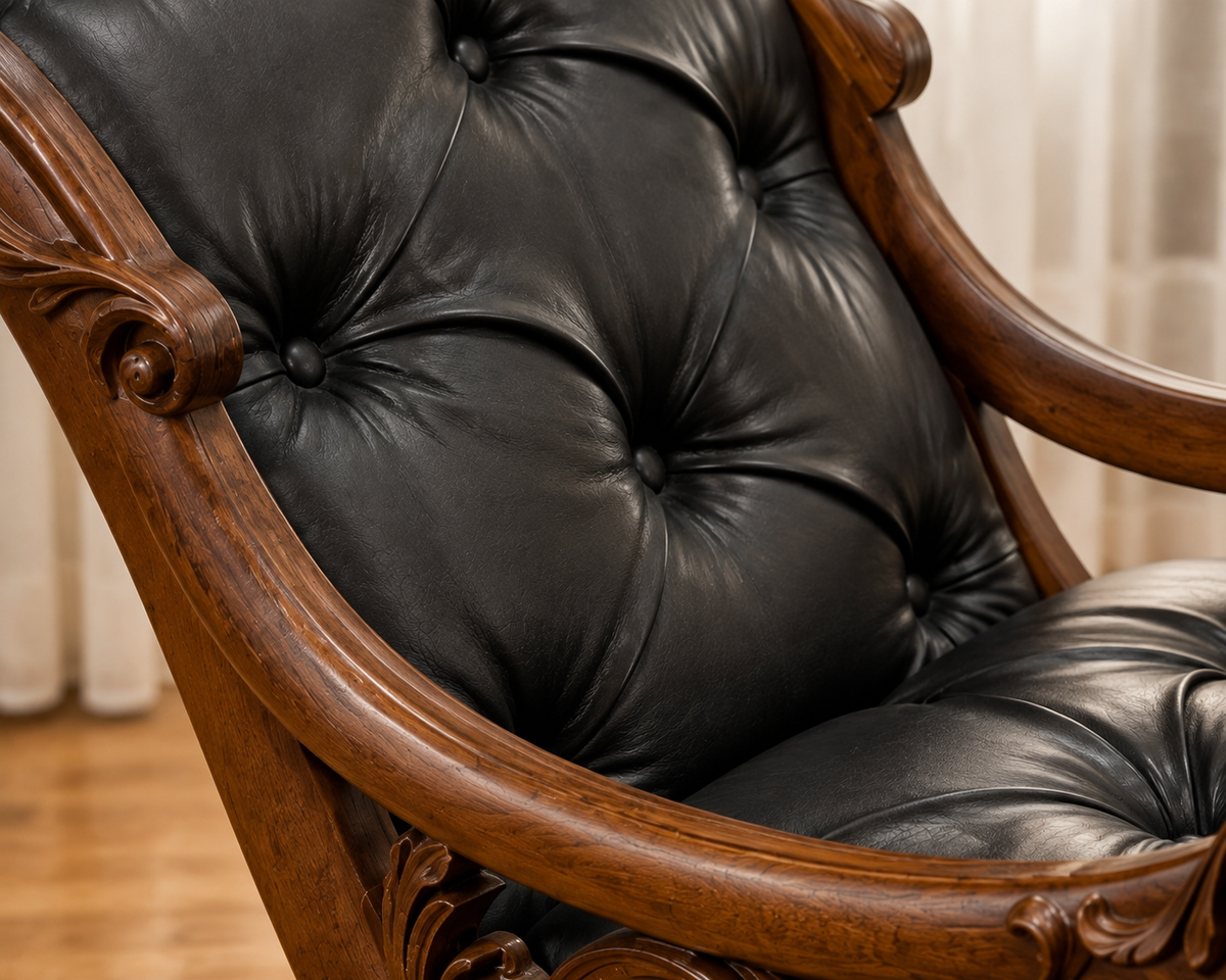 Luxury Hand-Carved Wooden Rocking Chai