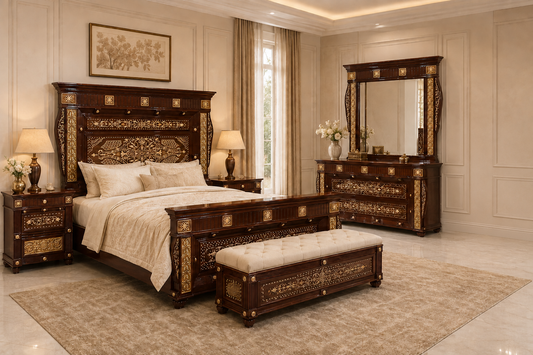 ALAIAS Sheesham Royal Peacock 7-Piece Bedroom Set