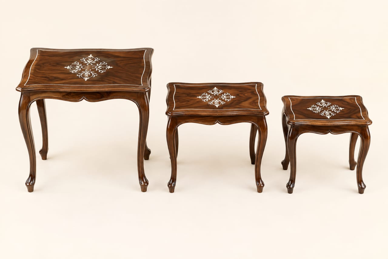 Handcrafted Walnut Inlay Side Table