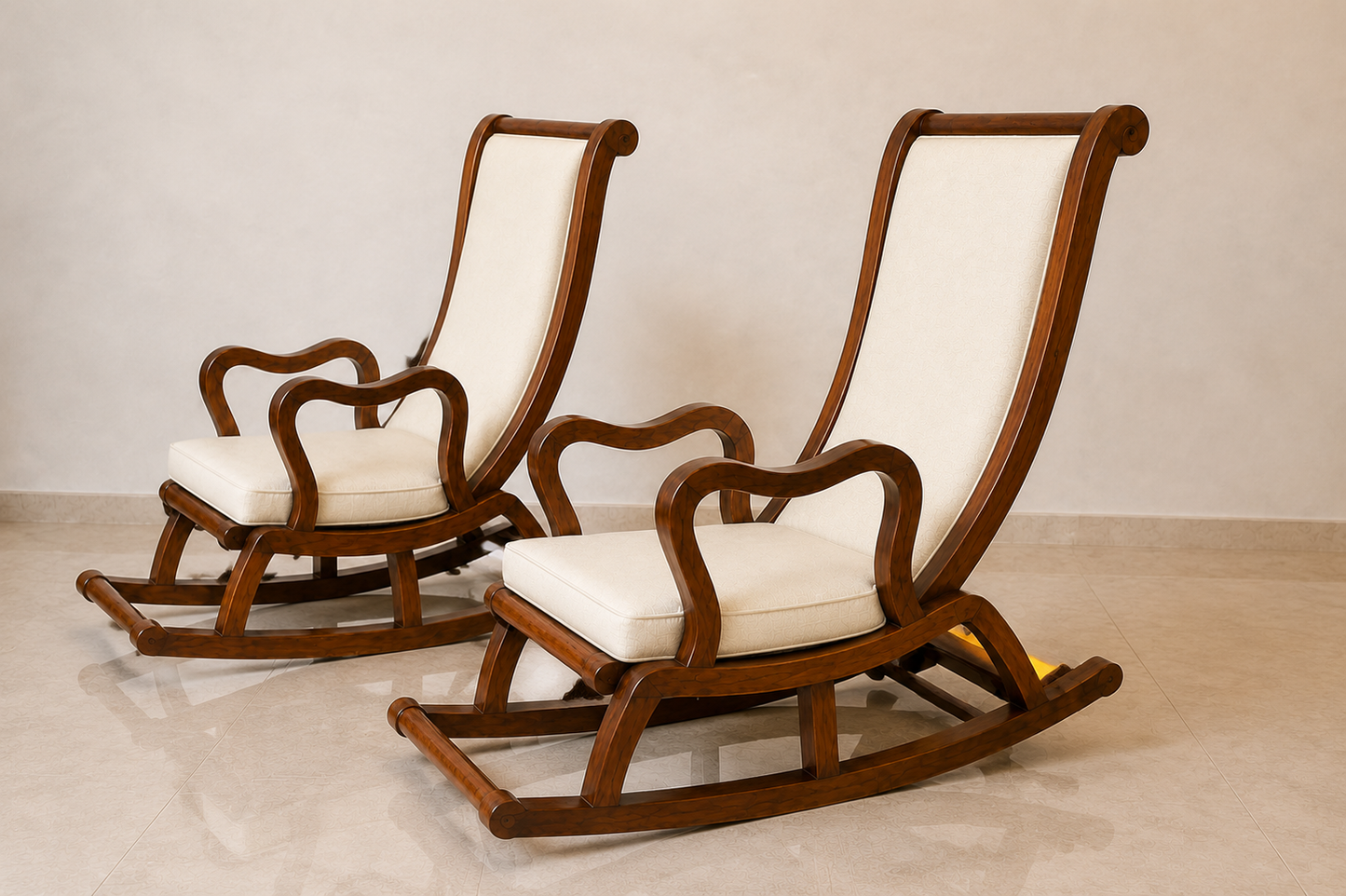 Handcrafted Solid-Wood Rocking Chair Set