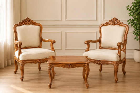 Classic Hand-Carved Wooden Center Set