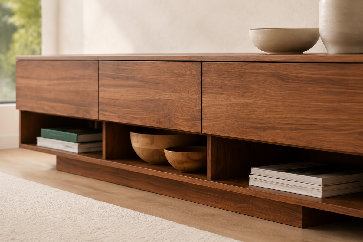 Modern Walnut Wooden Media Console