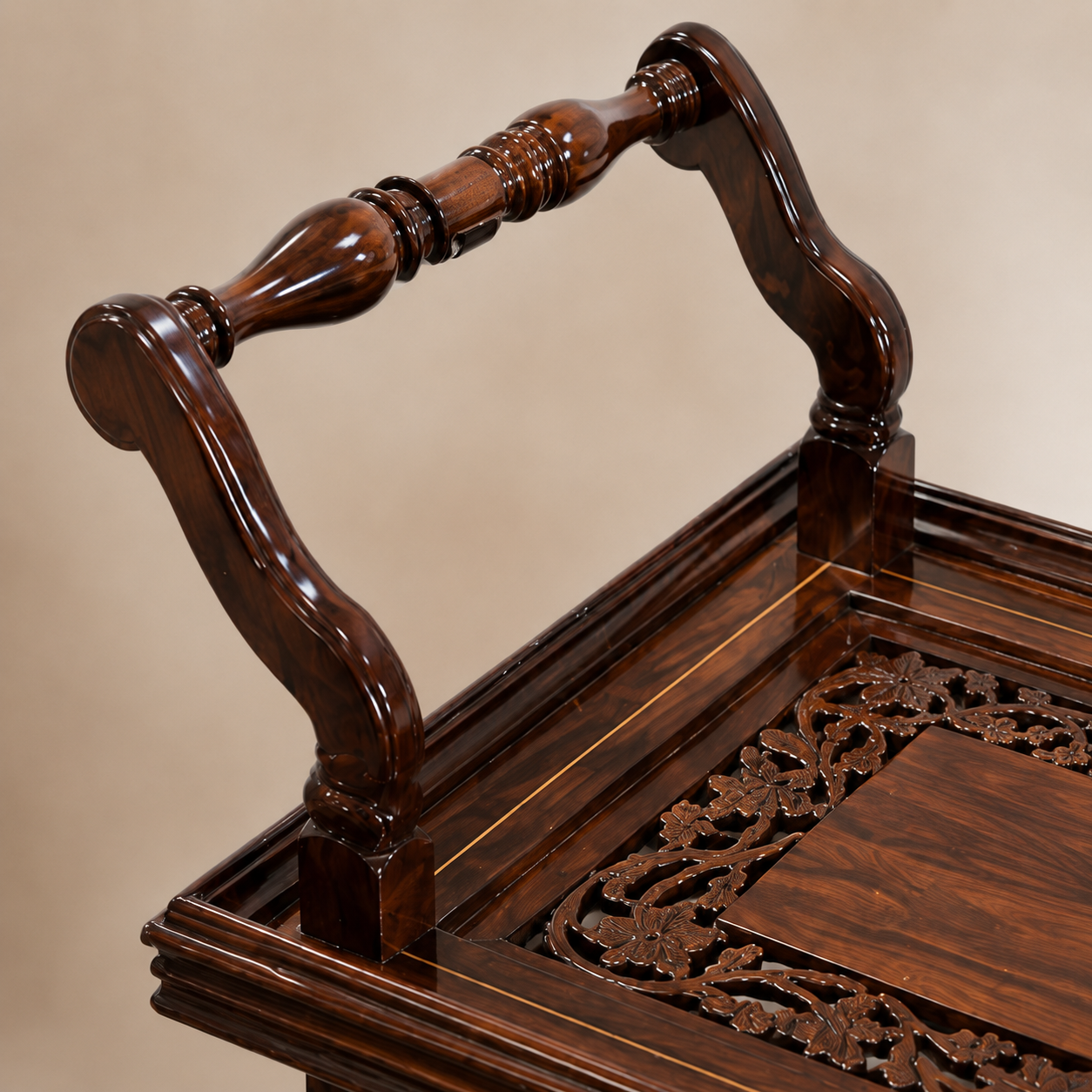 ALAIAS Hand-Carved Wooden Serving Trolley