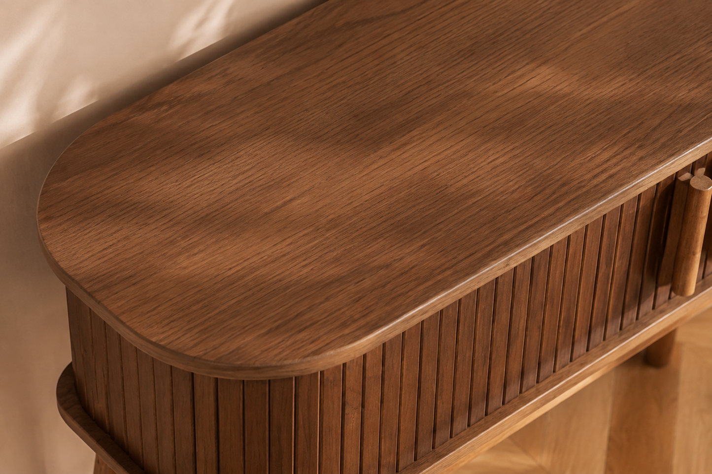 Modern Fluted Walnut Console Table