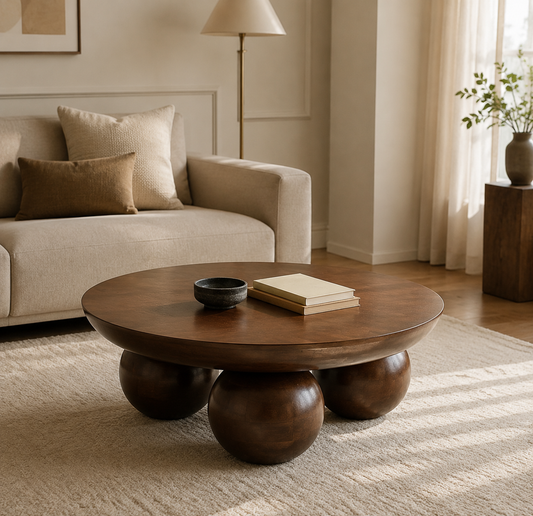 Luxury Round Walnut Coffee Table