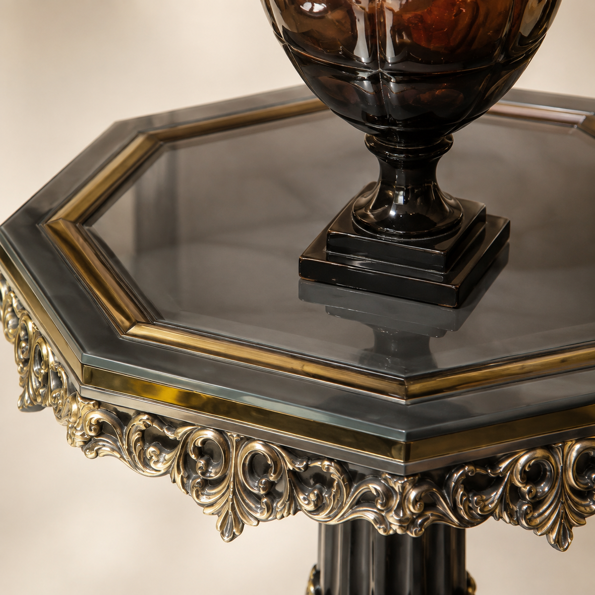 ALAIAS Royal Black &amp; Gold Octagonal Side Table