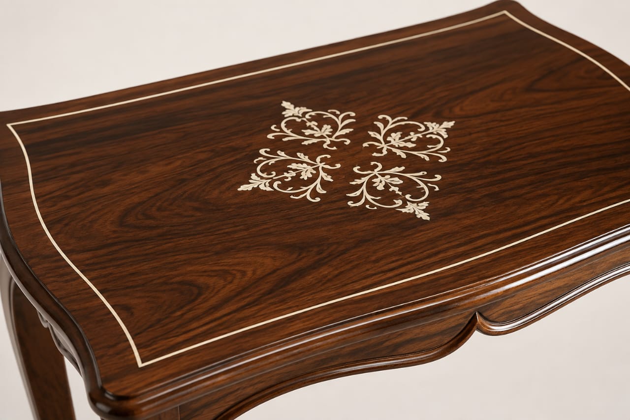 Handcrafted Walnut Inlay Side Table
