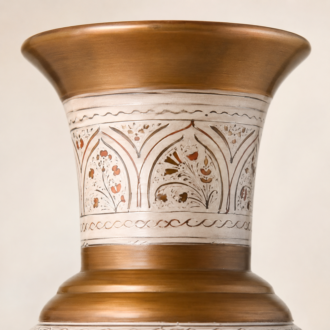 Antique-gold Handcrafted Floor Vase Pair