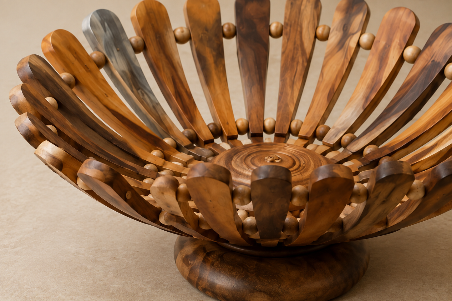Handcrafted Wooden Fruit &amp; Serving Bowl Set