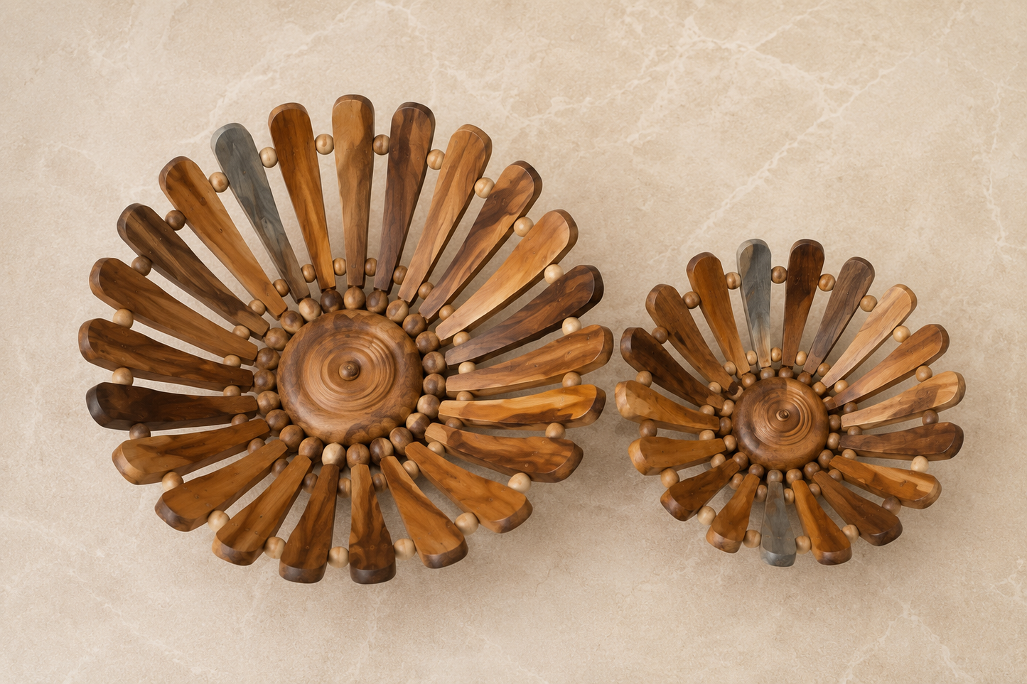 Handcrafted Wooden Fruit &amp; Serving Bowl Set