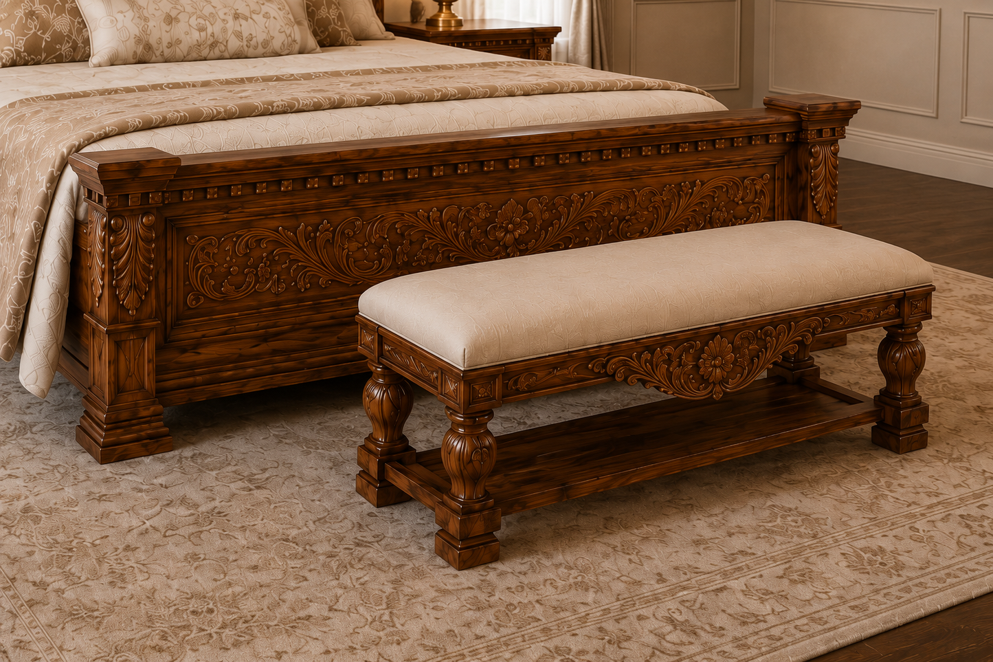 ALAIA’S Royal Carved Sheesham Bedroom Set