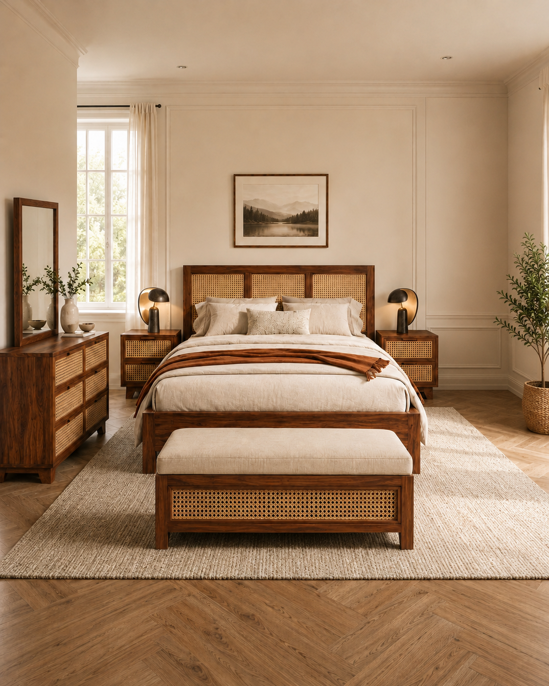 ALAIA’S Sheesham Wood &amp; Cane Bedroom Collection