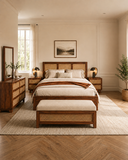 ALAIA’S Sheesham Wood &amp; Cane Bedroom Collection