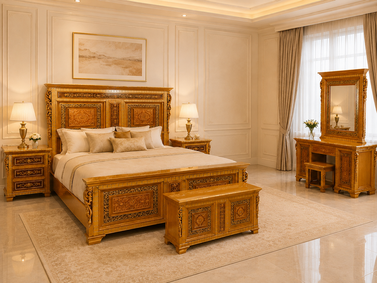 ALAIAS Royal Heritage Handcrafted 7-Piece Bedroom Set