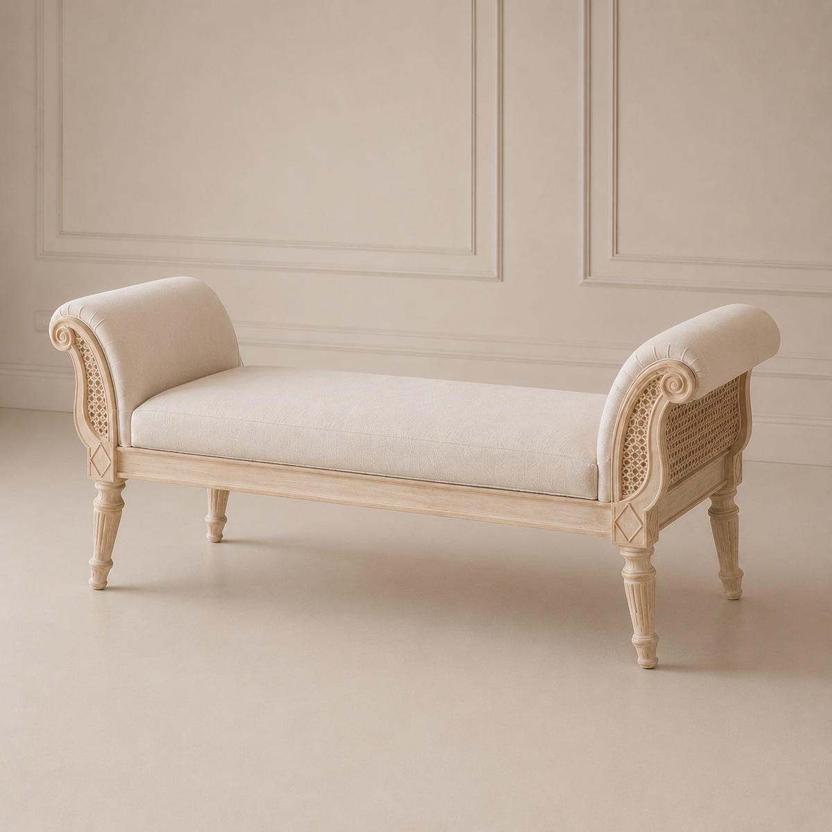 White French cane bed set