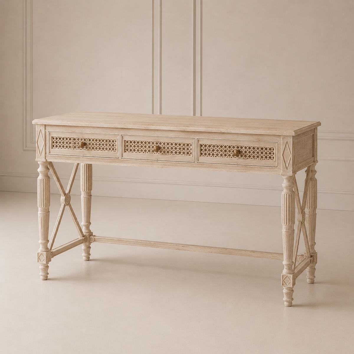 White French cane bed set
