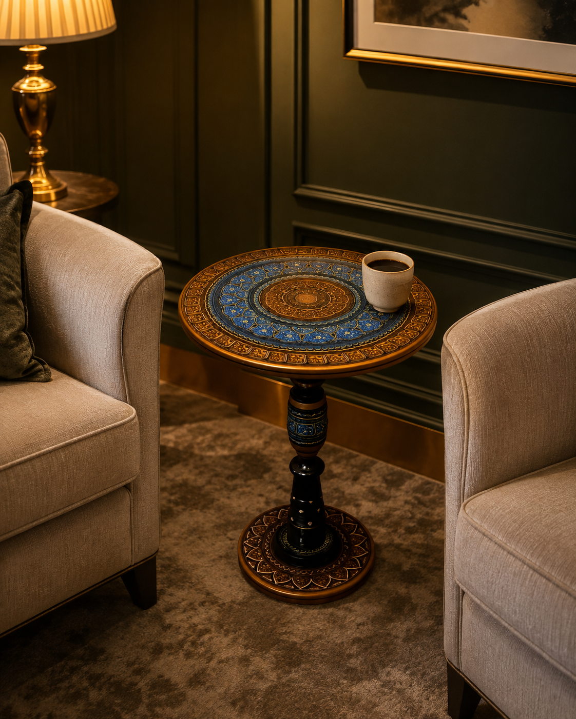 ALAIAS Azure Mandala Handcrafted Side Table